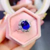 Cluster Anneaux 925 STERLING Silver Natural Natural Sri Lankan Colored Sapphire Ring 8x10 mm