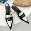 Zapatos de vestir Mujer Tacón alto Tacones bajos Decoración de metal Colores mezclados Sandalias Diseñador Marca Retro para mujer 230223