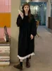 カジュアルドレス甘い日本スタイルの韓国パフスリーブドレススーパーフェアリーカレッジ小さな新鮮なルーズミッドレングスアラインスカート230223