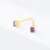 925 Silver Stud Earrings for Women European and American Colorful Crystals Mini Earrings Simple Cold Style Four-Claw Zircon Small Ear Studs