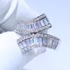 Cluster Ringe Drop Ankunft Luxus Schmuck 925 Sterling Silber Kreuz Ring Princess Cut 5A Zirkonia Ewigkeit Hochzeit Band Geschenk