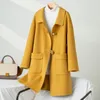 Giacche da donna autunno e inverno 100 lana femminile cappotto di tweed double face di media lunghezza highend moda coreana giacca bavero casual 230223