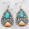 Boucles d'oreilles pendantes en bois, Cactus, Turquoise, breloques en cuir, cadeau pour Cowgirl, bijoux occidentaux, vente en gros, 2023