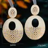 Studörhängen Siscathy Fashion Hollow Round Drop For Women Luxury Full Cubic Zircon Hanging Earring Wedding Party Jewelry