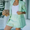 Women's Suits Blazers Deenor Summer One Button Female Suit Jacket Full Sleeve Outwear Chic Loose Spring Ol Femme Suit Women Blazer 230223