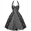 Casual Dresses Summer Sexig Halter Neck Sleeveless Vintage Dress Polka Dot Print Vestidos Retro Cotton Party A-Line