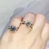 Bröllopsringar Fyra kopparpläterade Platinum Cow Head Överlappning Öppning Resizable Women Ring Lady Gift Finger Jewerly