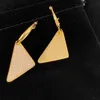 Full Diamond Stud Earrings Designer Triangle Hoop Earrings Women Gold Eardrops Dangler With Box