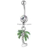Кнопка пупок Bell Rings D0154 Кокосовое дерево живописы, цветы цвета бросают ювелирные ювелирные украшения dhgarden dhuim