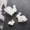 Party Decoration White Ceramic Bunnies Home Tabletop Bookshelf Easter Decorations Bunny Microlandscape Ornament For Garden Backyard Decor Crafts Y2302