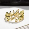 Pierścienie klastra Baoshijia solid 18k żółte złoto liść naturalny diamentowy pierścionek diamentowy
