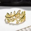 Cluster anneaux baoshijia solide 18k jaune doré féminin de feuille naturelle anneau diamant bijoux personnalisé vintage luxe antique généreux