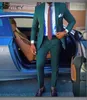 Men's Suits Custom Made Groomsmen Green Groom Tuxedos Notch Lapel Men Wedding Man Bridegroom Blazer (Jacket Pants Tie)terno