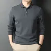 Polos pour hommes Mode Mâle Vêtements Coton Polos Printemps Automne Manches Longues T-shirt Coréen Hommes Revers Tops Business Casual Lâche Jersey 230223