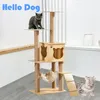 Cat Furniture Scratchers Sisal Rope Tree Scratching Toy Tower Grinding Paws Wear-Resistant Interaction Wooden Accessories 230222