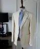 Men's Suits 2023 Khaki Linen Men's Jacket Bridegroom Tuxedo Tailor-Made Wedding Custom Single Breasted Male Blazer