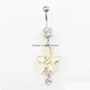 Navel Bell -knappringar D0348 Blommor Belly Ring Mix Colors Drop Leverans smycken Body DHGARDEN DHM1O