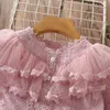 Flickans klänningar Spring Lace Flower Party Dresses For Girls Elegant Dress Kids Princess Costume Teenagers Children kläder Vestidos 8 10 14 år