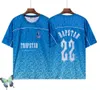 Trapstar Mesh Football Jersey Blue № 22 Мужчины спортивная одежда для футболки Leisure Sunscreen Design 50ess