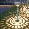 2pcs 원형/꽃잎 모양 LED 태양 통로 조명 방수 야외 정원 가벼운 조경 야드 안뜰 산책로 장식