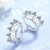 Hoop Earrings Crown Flower Designer For Women Silver Color Trendy Fashion Cubic Zirconia Jewelry Accessories