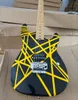 6 tel sarı şeritli siyah elektrikli gitar floyd gül akçaağaç klavyesi özelleştirilebilir