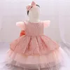 Sukienki dla dziewcząt cekin ciasto podwójna sukienka dla dzieci 1 rok urodziny przyjęcie ślubne schotówki chrzcowe suknie balowe ubrania