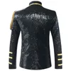 Abiti da uomo Blazer Shiny Paillettes Glitter Catena Abito militare Giacca da smoking Giacca da discoteca Stage Show Cosplay Masculino 230222