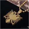 Anh￤nger Halsketten Albanien Eagle Gold Farbe Edelstahl Ethnische trendige Schmuckgeschenke Drop Lieferung Anh￤nger Dhg6m