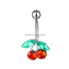 Navel Bell Button Rings D0171 0093 0510 Cherry Red Color Belly Ring Mix Styles Drop Leverans smycken Body Dhgarden Dhqlt