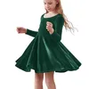 Vestidos de menina Novos garotas meninas de inverno Veludo Twirl Vestres de manga comprida Swing Aline Twirly Skater Dress Roupas por 27 anos Z0223