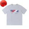 T-shirt da uomo T-shirt da uomo a maniche corte Trapstar arcobaleno lettera asciugamano sfumato ricamo coppia allentata pantaloncini casual set 2024SS