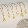 Collier ras du cou avec lettres initiales majuscules pour femmes, en acier inoxydable, avec trombone, chaîne avec nom, bijoux avec pendentif en cristal, cadeau