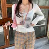 Women's Blouses Shirts Tie Dye Sunscreen Blouse Tshirt Summer Thin Slim Short Long Sleeve Top Ins 230223