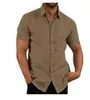 T-shirts pour hommes été revers couleur unie à manches courtes hommes chemise décontracté boutonné Streetwear col rabattu T-Shirts