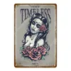 Festival Tatouage Fille Métal Peinture Affiche Sexy Pin Up Fille Métal Signes Mur Autocollant Art Peinture Plaque Chambre Boutique Décor Tatouage boutique décoration Taille 30X20 w01