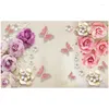 Christmas Decorations Custom Wallpaper Self-Adhesive TV Background Wall 3d Rose 8D Stickers 5D Video