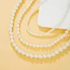 Girocollo elegante moda collana di perle imitazione vetro maglione lungo multistrato con nodo semplice da donna