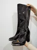 Boots Female Chelsea Metal Design Massion Knee High for Women Qulaity chunky Heel Women’s Shoes 230223