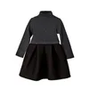 Girl's jurken Nieuwe meisjes Winter Hoge nek Jurk Kleine elegante tiener kinderen kinderen kinderen lange mouw herfst winter geplooide prinses jurk kleding z0223