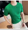 Men's T-Shirts 2023 New Men's Knitted Short Sleeve Tees solid color Large Cotton Elastic Loose Fashion Luxurious Casual T-shirt Mens Clothing Black White pluz size 4XL