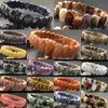 Link Chain Mookaite Goldstone Blue Sand Crystal Howlite Cherry Quartz Jaspe Tiger's Eye Rhodorite beads Stretch Bracelet 7 1/2" PWB615b G230222