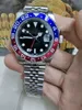 Red and Blue dial mens watch automatic sapphire 904L stainless steel designer sports watch luxury luminous waterproof GMT Montre De Luxe root beer left hand watches