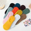 5pc strumpor Hosiery Socks for Women Spring and Summer Boat Socks Grunt Mouth Invisible Cotton Socks Ins Candy Color Sile Nonslip Tight Socks Z0221