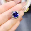 Cluster Anneaux 925 STERLING Silver Natural Natural Sri Lankan Colored Sapphire Ring 8x10 mm