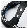 330mm 13inch Vertex White Embroidery Black Genuine Leather Drift Sport Steering Wheel With Blue Stitching