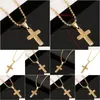 Pendant Necklaces Cubic Zirconia Cross Necklace Gold Fashion Jewelry Chain Gift Drop Delivery Pendants Dhpfe