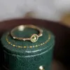 Ringas de banda Ringas de prata Diamantes embutidos verde fresco Peridot Cristal redondo Ring Anel Abertura ajustável Delicada Files originais Jóias G230213