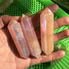 Decorative Figurines Natural Crystal Tower Aura Rose Quartz Double Wand Point Healing Stones For Home Decor