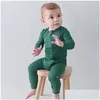 Rompers Baby Romper Bamboo Fibra menino Roupas de menina nascida Footies de z￭per Leves Solid Longsleeve Roupas 024m 220913 Drop Delivery K Dhjhi